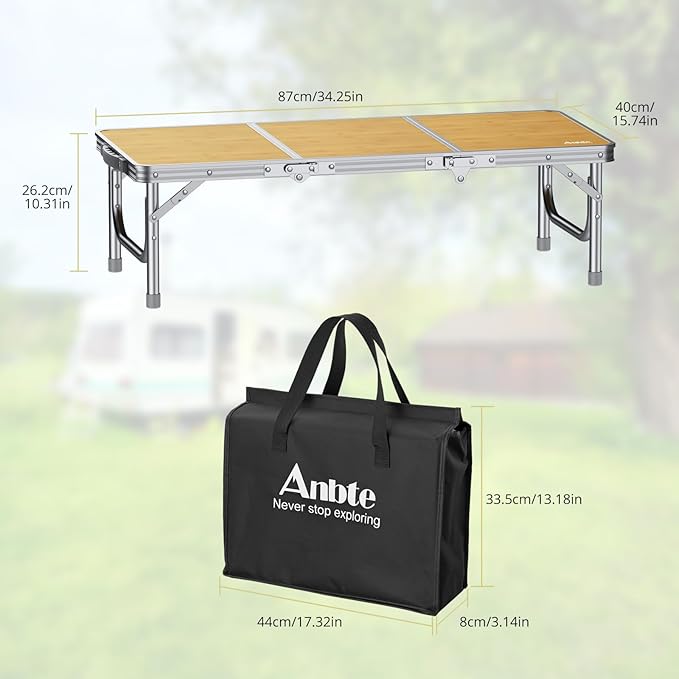 3ft Low Folding Picnic Table, Thicker Aluminum Small Camping Table with Storage Bag, Portable Handle, Lightweight, for Camping Beach Party Picnic Floor, 34.2" x 15.7" x 10.3", Yellow