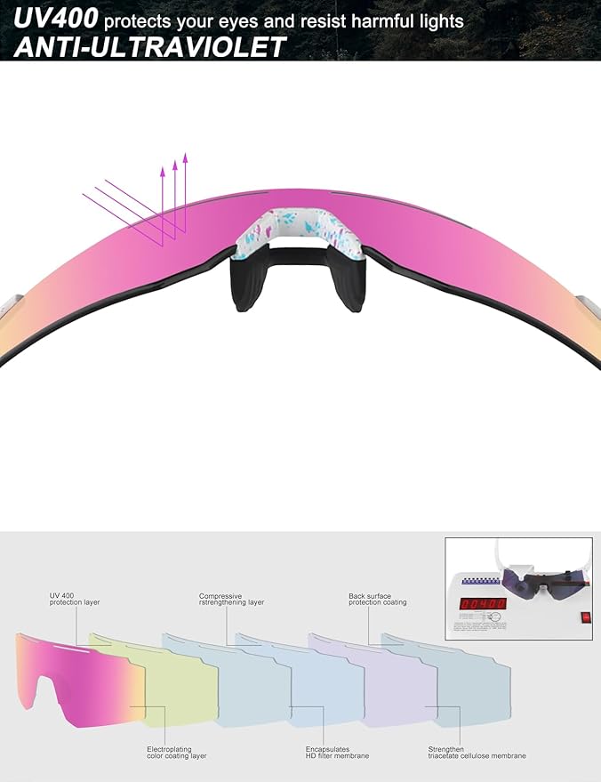 OULAIQI Cycling Sunglasses Polarized Sunglasses for Cycling Men Women with 1 Lens or 3 Interchangeable Lens Baseball Glasses