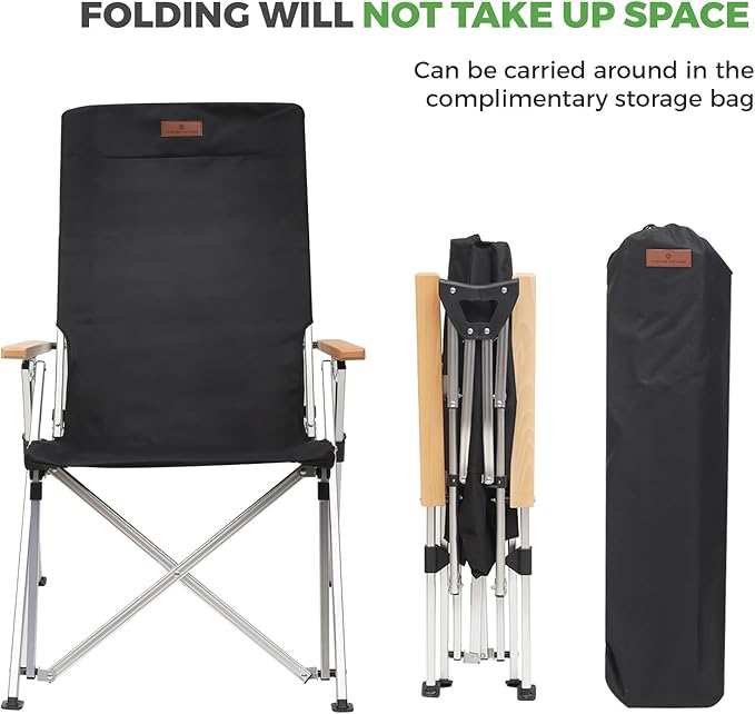 Folding Camping Chair Portable Chairs for Adults Adjustable High Back Outdoor Comfortable Chair with Storage Bag