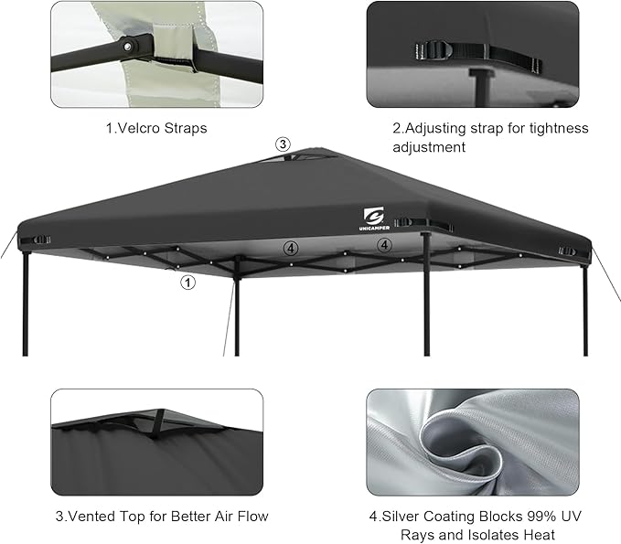 10x10 Pop Up Canopy Replacement Top Cover with Air Vent for Straight Leg Canopy Tent, Waterproof for Outdoor Garden Patio Camping Sun Shade(Top Only) (Black, 1)