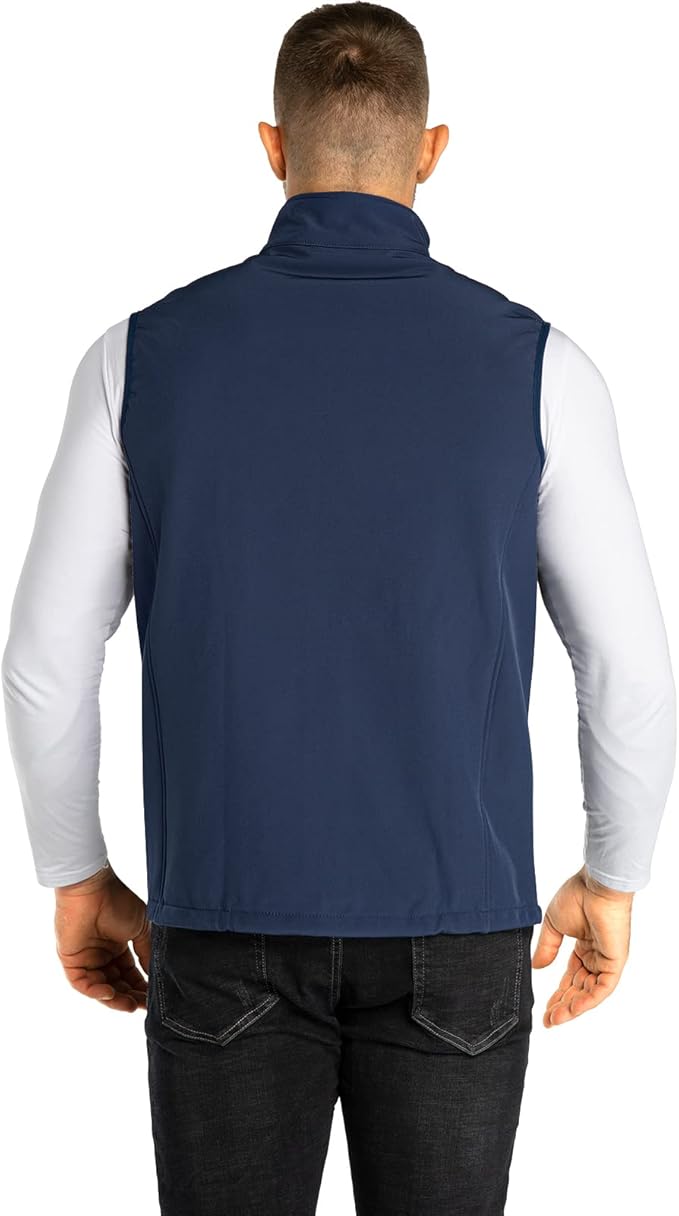33,000ft Men's Lightweight Softshell Vest Outerwear Zip Up Fleece Lined Windproof Sleeveless Jacket for Golf Running Hiking