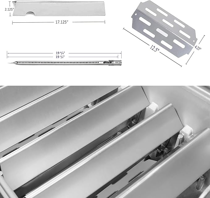 Grill Replacement Parts for Weber Genesis II 300 Series Gas Grills, 17 Inch Flavorizer Bars Heat Deflectors 3 Burner Tubes Kit for Weber 7489 67490 67491 LP and NG BBQ Grill Models