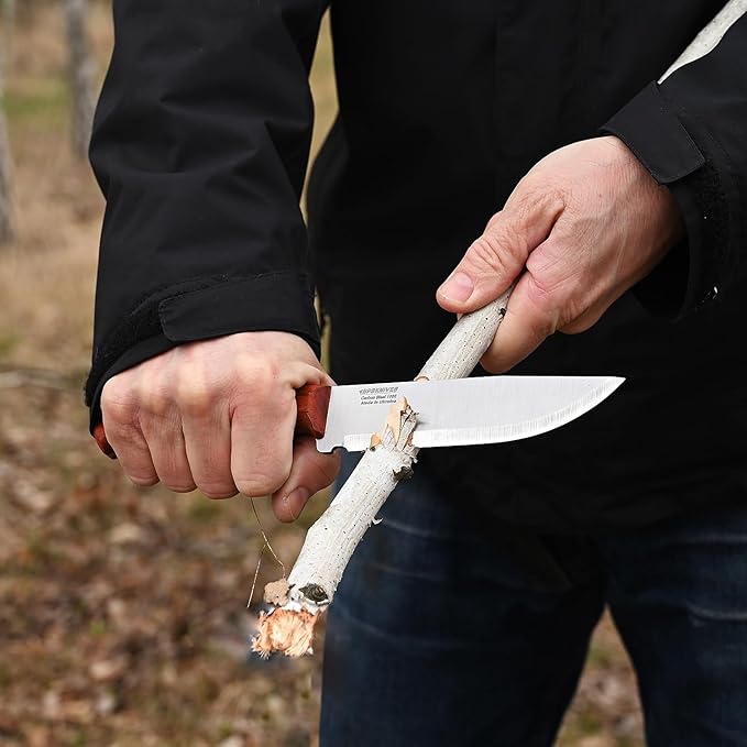 BPS Knives Flamebird Adventurer - Fixed-Blade Carbon Steel Bushcraft Knife with Leather Sheath - Outdoor Full Tang Utility Knives - Camping Knives - Survival Tactical Camp Knife