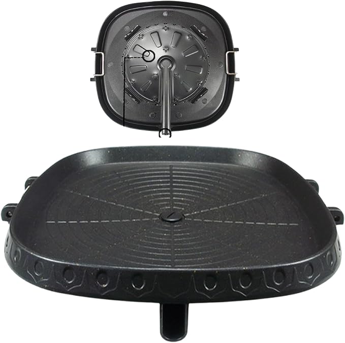 Korean Style Square Grill Pan with Maifan Coated Surface,Non-stick Smokeless Barbecue Stovetop Plate for Indoor Outdoor BBQ 32x32cm/12.5x12.5in