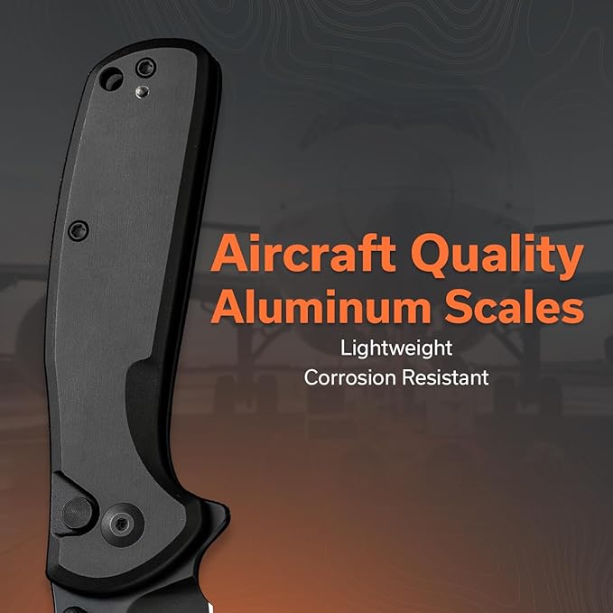 SENCUT ArcBlast Button Lock Knife for EDC, Folding Pocket knife with Aircraft-grade Aluminum Handle and 2.98" 9Cr18MoV Blade, Outdoor Gift for Men and Women S22043B-1 (Black)