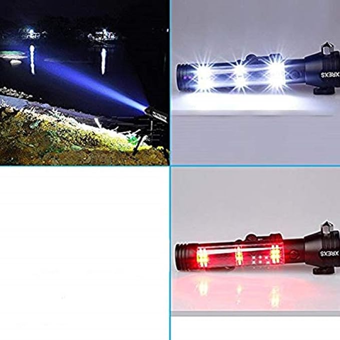 XREXS Solar & USB Rechargeable LED Flashlight (Portable, Strong)- Car Emergency & Roadside Kit | Power Outage Rescue Light | for Hiking, Camping, Outdoor | 2000mAh Battery & 7 Working Modes