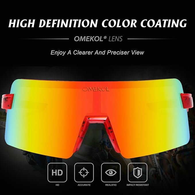 OMEKOL Two Sizes For Adults and Youth Polarized Sunglasses Men Women Outdoor Sport Baseball Glasses UV400 Cycling Eyewear