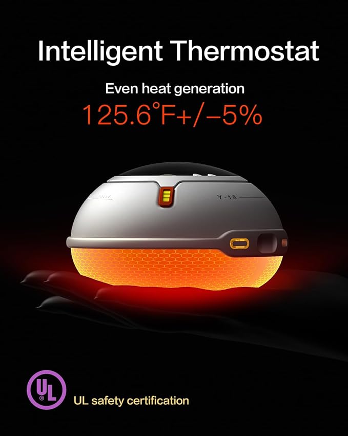 Hand Warmers, Rechargeable 5000mAh Electric Hand Warmer with LED Night Light | UFO Astronaut Design | UL Certified | for Outdoor, Camping, Hunting, Sports Activities, E-Sports 1 Pack