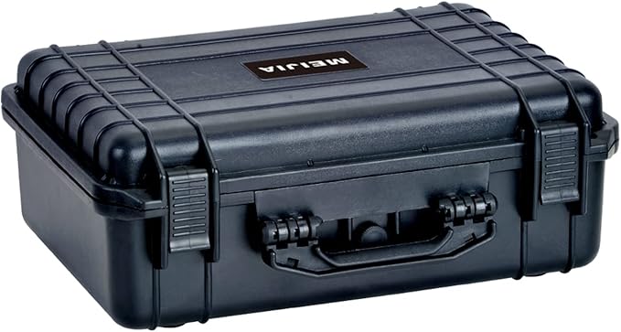 MEIJIA All Weather Portable IP67 Waterproof Protective Case, Hard Camera Case with customizable foam, Perfectly Protection of Camera, Drones,Pistols,Lens,Equipments,Black,18.5 x14.06x6.93inches