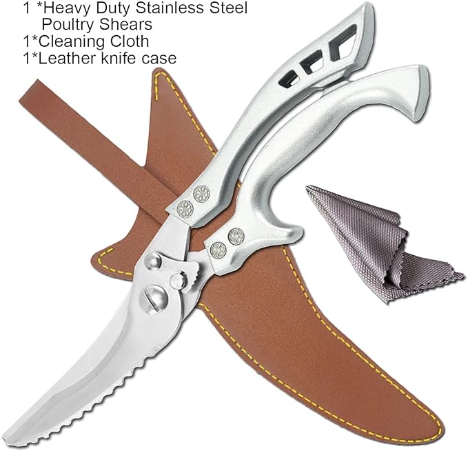 ANDONG Upgrade Heavy Duty Stainless Steel Kitchen Scissors - Professional Poultry Shears for Bone, Meat, Chicken, Fish, Turkey, Vegetables,Spring Loaded Multipurpose Ultra Sharp Utility Scissors