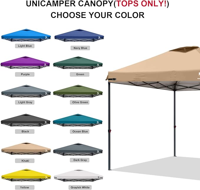 10x10 Pop Up Canopy Replacement Top Cover with Air Vent for Straight Leg Canopy Tent, Waterproof for Outdoor Garden Patio Camping Sun Shade(Top Only) (Khaki, 1)