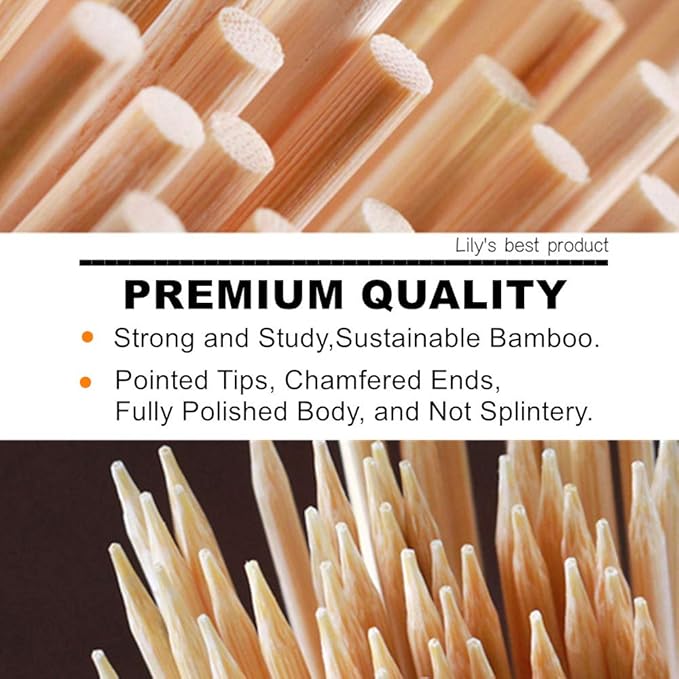 HOPELF 16" Natural Bamboo Skewers Sticks for BBQ,Kabob,Grilling,Barbecue,Kitchen,Roasting,Marshmallows,Plant Stakes,Crafting.Φ=4mm, More Size Choices 6"/8"/10"/12"/14"/30"(100 PCS)