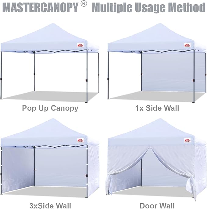 MASTERCANOPY Heavy Duty Pop-up Canopy Tent with Sidewalls (10x10,White)