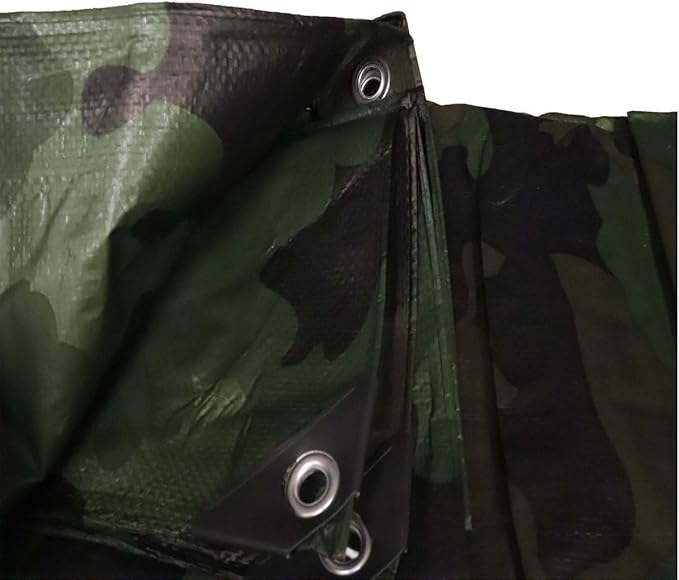 Camouflage Reversible Waterproof Tarp - 5 mil Thickness - Laminated, Heavy Duty, Tear Resistant - Protective Camping Tarp & Multipurpose Cover (12'x16', Green & Brown Camo)