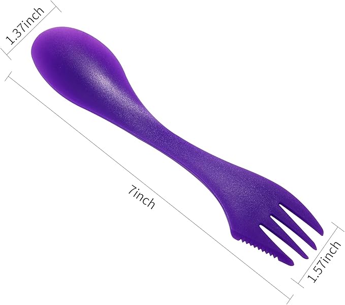 180Pcs Plastic Sporks Tritan Sporks 3 in 1 Travel Fork for Camping, Travel, Home, Restaurant (7 Inch)