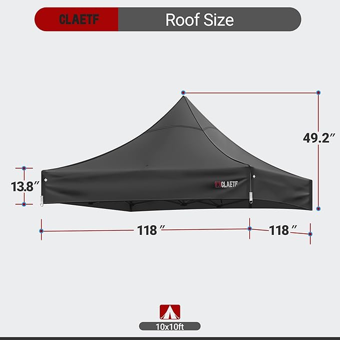 10x10 Canopy Replacement Top for Pop Up Canopy Tent - 4 Drainage Holes,10x10ft Canopy top Suitable for Most of The Standard Canopy(top only, Black)