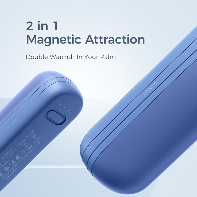 OCOOPA 2 in 1 Magnetic Rechargeable Hand Warmers, UT2s Mini Electric Handwarmers 2 Pack, Split USB-C, Reusable Portable Pocket Heater, Raynauds, Golf, Christmas, Tech Gifts for Women Men