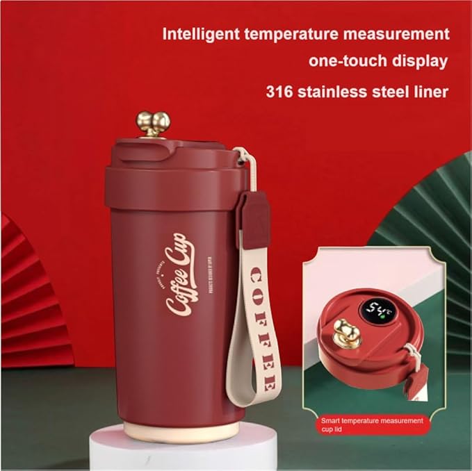 Coffee cup,Insulated Travel Coffee Mug Spill Proof Leak Proof Portable To Go Camping Stainless Steel Coffee Tumbler Reusable Coffee Cups with Lids Thermos for Hot and Cold Drink (Modern Red)