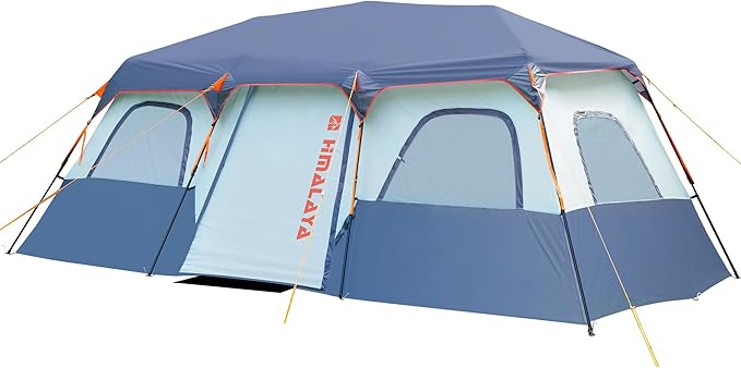 Family Camping Tent for 8-12 People, 2-Minute Instant Setup with 2 Room Dividers, Waterproof Windproof Ventilated, Easy Carry for Outdoor Camping Hiking Picnic
