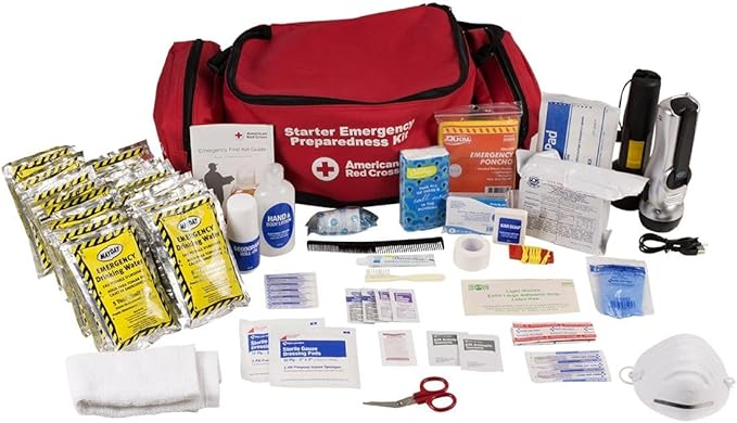 Officially Licensed Product, First Aid Concepts Basic Emergency Preparedness Starter Kit, 12 Hour Survival Supplies for 1 Person, Water, Phone Charger, Blanket, Food