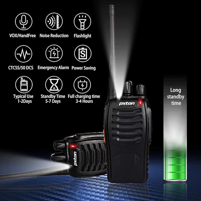 Two Way Radios Long Range Walkie Talkies for Adults with Headphones,16 Channel Handheld 2 Way Radio Rechargeable with Flashlight Li-ion Battery and Charger(6 Pack)