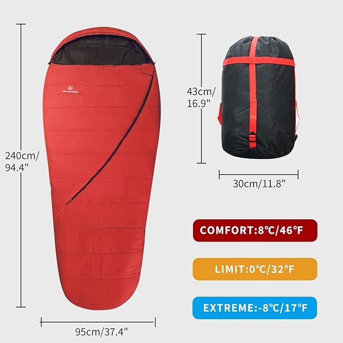 Balance Sleeping Bag for Adult,Cold&Warm Weather with Compression Sack and Water Resistant for Family Camping,Travel and Car Camping