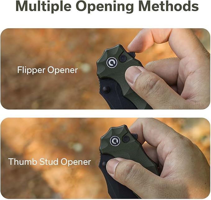 CIVIVI Natterjack Pocket Folding Knife, 3.19" 14C28N Blade G10 Handle with Reversible Clip, Thumb Stud & Flipper Opener Knife for Camping Hiking EDC C24028-1 (OD Green)