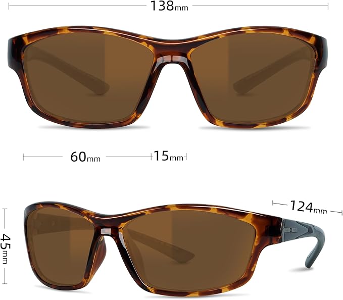 B.N.U.S Corning glass lenses polarized sunglasses for men and women UV400 Protection for Fishing Cycling Driving Italy made