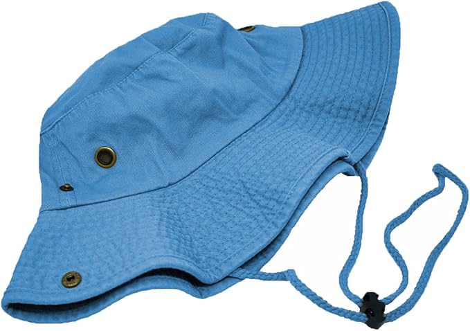 Glory Max Washed Cotton Bucket Hat with Chin Strap Fishing Sun Safari Boonie Cap