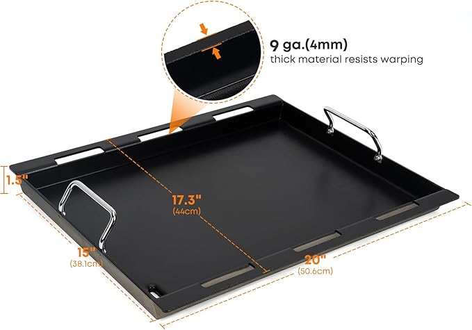 Stanbroil Full Size Griddle Insert for Weber Spirit 200 Series 2-Burner Gas Grills, Ceramic Coated Nonstick Flat Top Griddle for Weber Spirit I & II 200 Series Gas Grill, Black