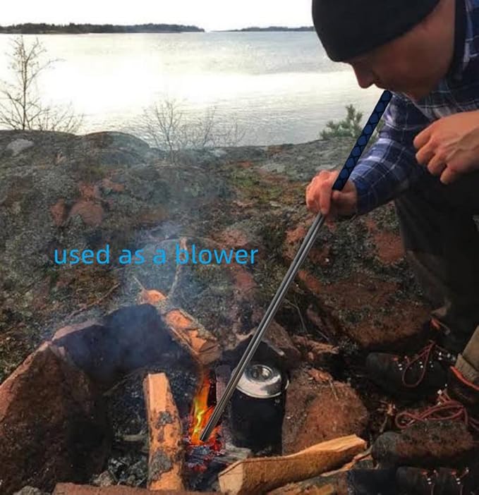 48 Inches Fire Poker for Fire Pit Outdoor, Extra Long Campfire Poker Blower, Fireplace Tools Indoor
