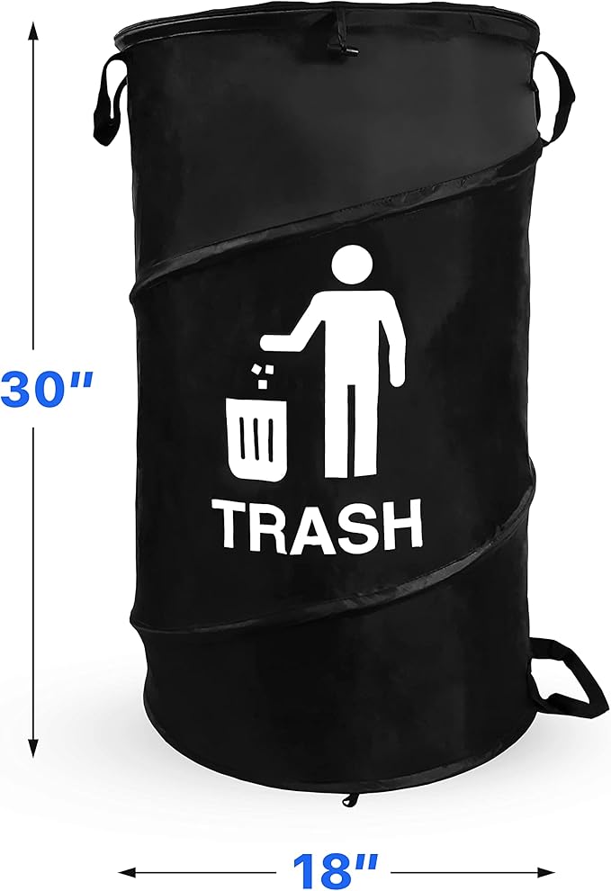 33 Gallon Capacity Large Durable Waterproof Combo pop up Recycle and Trash Collapsible Garbage containers, cans with Zipper Cover Great for Outdoor Indoor use -Camping, Party, Backyard, Beach