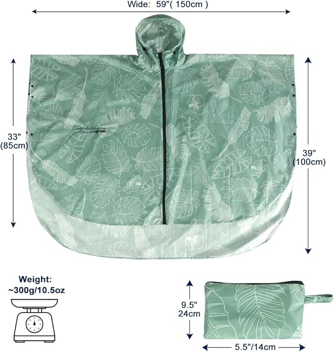 ANYOO Waterproof Rain Poncho Lightweight Reusable Hiking Hooded Coat Jacket for Outdoor Activities