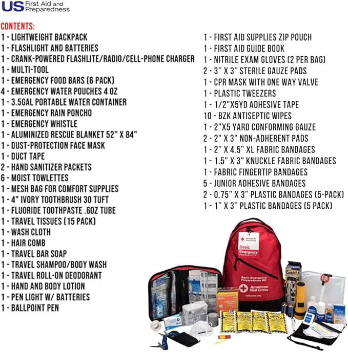 Officially Licensed Product | 3-Day Basic Emergency Preparedness Backpack | 72 Hour Survival Supplies for 1 Person | Water, Phone Charger, Blanket, Food