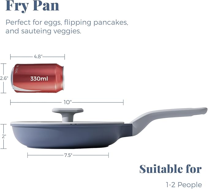Nonstick Ceramic Frying Pan with Lid, Non Toxic Skillet, Healthy Egg & Omelet & Chef's Skillet, PTFE PFOA & PFAS Free, Induction Compatible. (10Inch W/L)