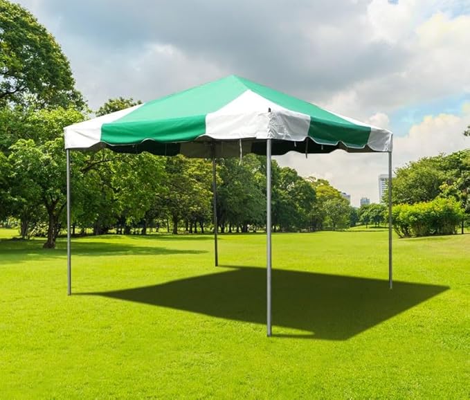 Party Tents Direct 10x10 Heavy-Duty Waterproof Canopy Tent - Steel Frame Outdoor Gazebo for Weddings, Parties & Camping - Green Vinyl Cover