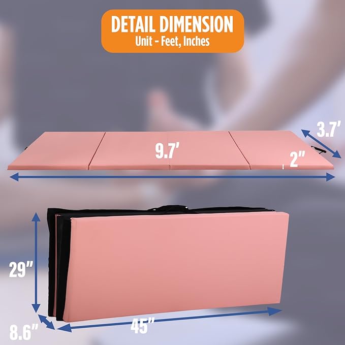 Gymnastics Mats Foldable Tumbling Mats Portable Gymnastics Exercise Mat 2'x6'/2.5'x6.4'/4'x6'/4'x8'/4'x10'/ Gymnastics Tumbling Mats Pad Home Exercise Panel Mat With Carrying Handles