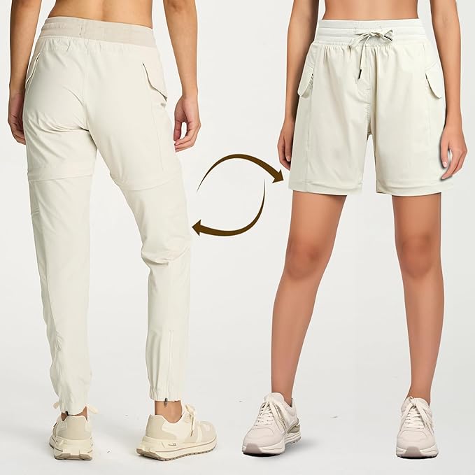 smawell Women's Hiking Pants Convertible Lightweight Zip-Off Outdoor Pants Quick Dry Joggers with Pocket