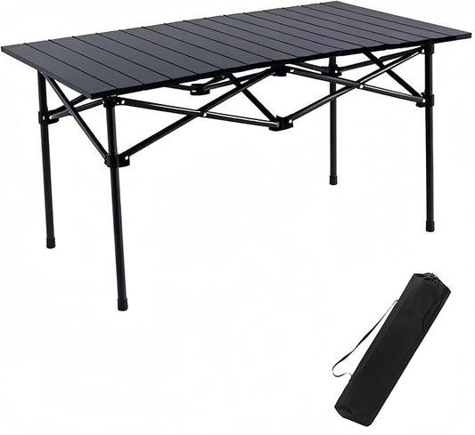Folding Camping Table, Portable Beach Table,with Portable Bag,Suitable for Indoor, Outdoor, Camping, Backyard, Party, Patio, The Black Camping Table at The Beach