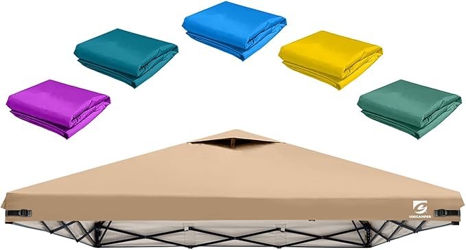 10x10 Pop Up Canopy Replacement Top Cover with Air Vent for Straight Leg Canopy Tent, Waterproof for Outdoor Garden Patio Camping Sun Shade(Top Only) (Khaki, 1)