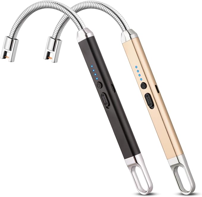 2 Pack Electric Candle Lighter, Birthday Christmas Stocking Stuffers Gifts for Women Mom Men Wife Sister, USB Arc Rechargeable Windproof Long Lighter for Candle BBQ Housewarming Gift Idals