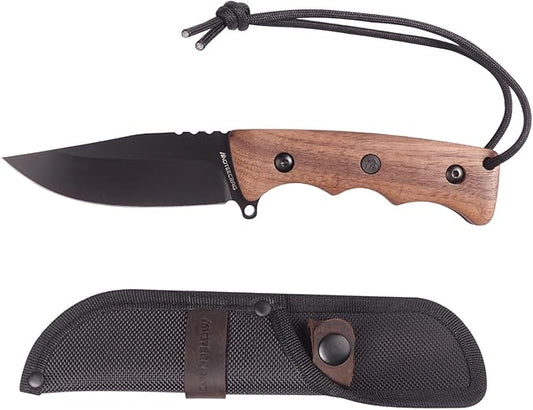 Fixed blade knife with Clip on Wood handle Full tang Short knife with sheath for men EDC Outdoor Camping Bushcraft Hiking Gift