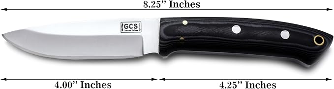 GCS Handmade D2 Steel Hunting Knife with Micarta Handle, Full Tang Blade, and Leather Sheath for Hunting Hunting Camping Survival EDC-GCS 965