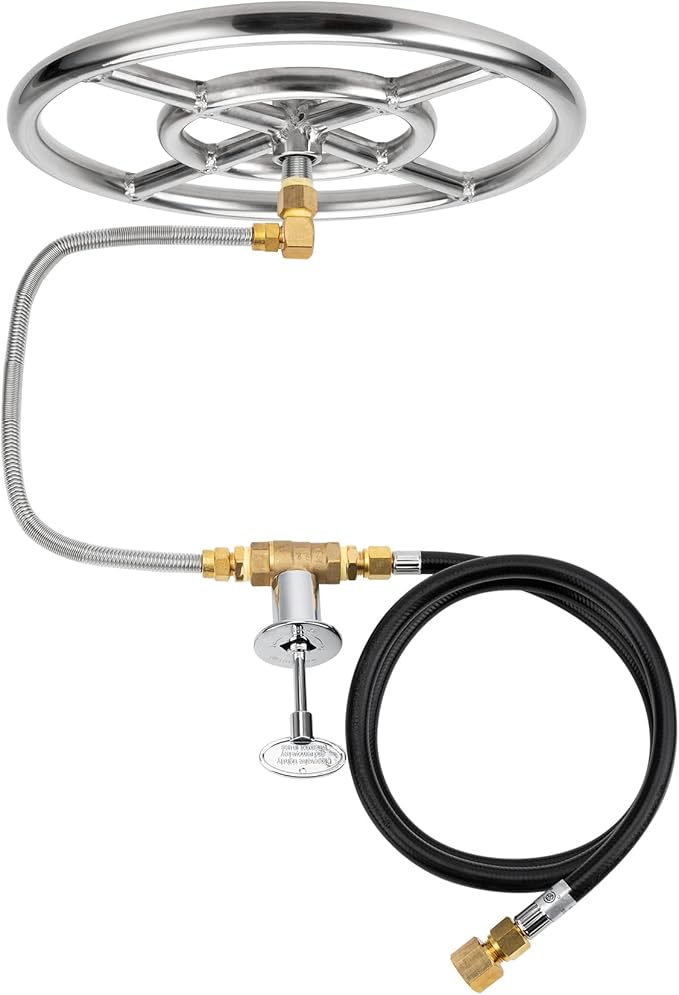 Stanbroil Natural Gas Fire Pit Stainless Steel Burner Ring Installation Kit, 12-inch