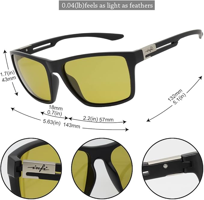 INFI Fishing Polarized Sunglasses for Men Driving Running Golf Sports Glasses Square UV Protection Designer Style Unisex