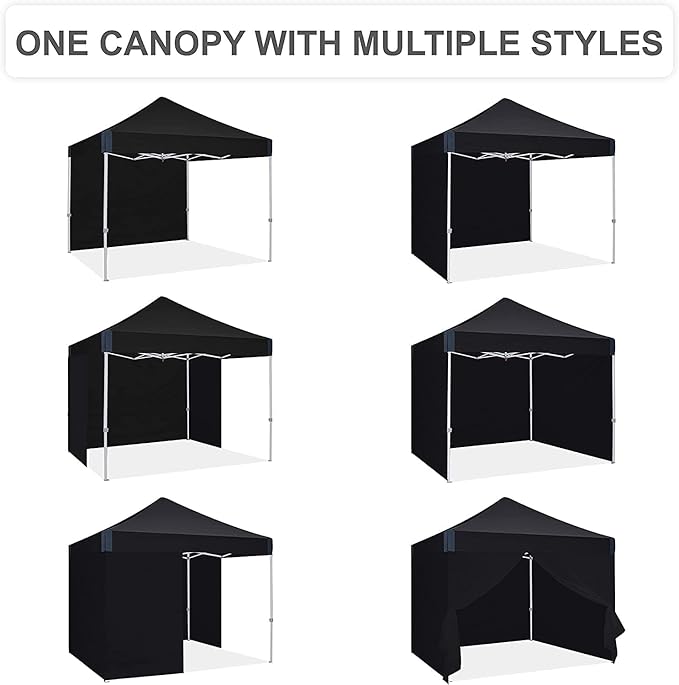 10x10 pop up Canopy Tent, Eazy up Outdoor Patio Canopy Tent with sidewalls, Heavy Duty Commercial Instant Canopy Tent with Sand Bags for Deck, Party, Camping, Backyard, Playground, Black