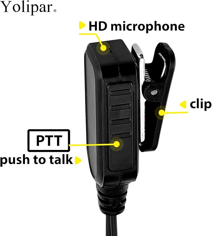 Earpiece Surveillance Kit Compatible with BaoFeng, BTECH, Kenwood Walkie Talkie with PTT Mic Headset Accessories (D-Shaped*2)