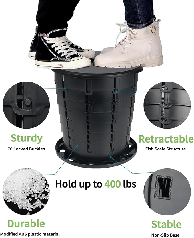 Camping Toilet Retractable Portable Toilet Portable Potty Foldable Toilet Adjustable Height for Camping, Hiking, Fishing, Travel & Car Use