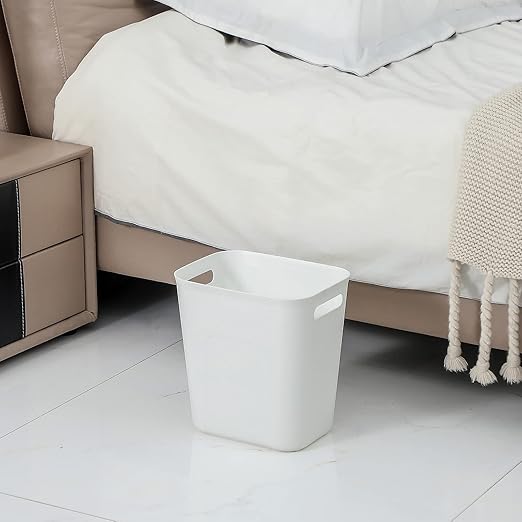 UUJOLY Plastic Small Trash Can Wastebasket, Garbage Container Basket for Bathrooms, Laundry Room, Kitchens, Offices, Kids Rooms, Dorms, 3.5 Gallon, White, 3 Pack