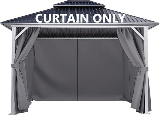 COWVIE 4-Panel 10' x 13' Gazebo Replacement Curtains, Patio Privacy Sidewalls with Double Zipper, Replacement for Outdoor Gazebo Canopy (Curtain Only)